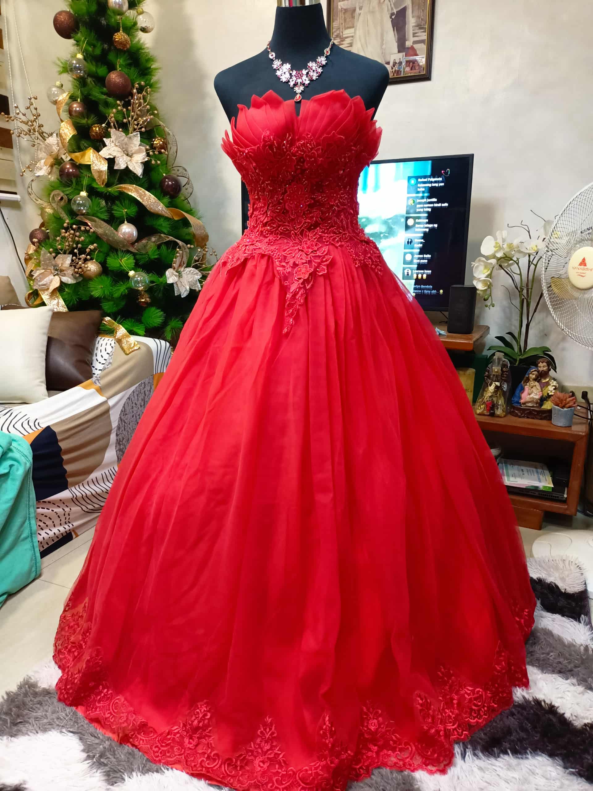 Red gown from Postura Rental collection